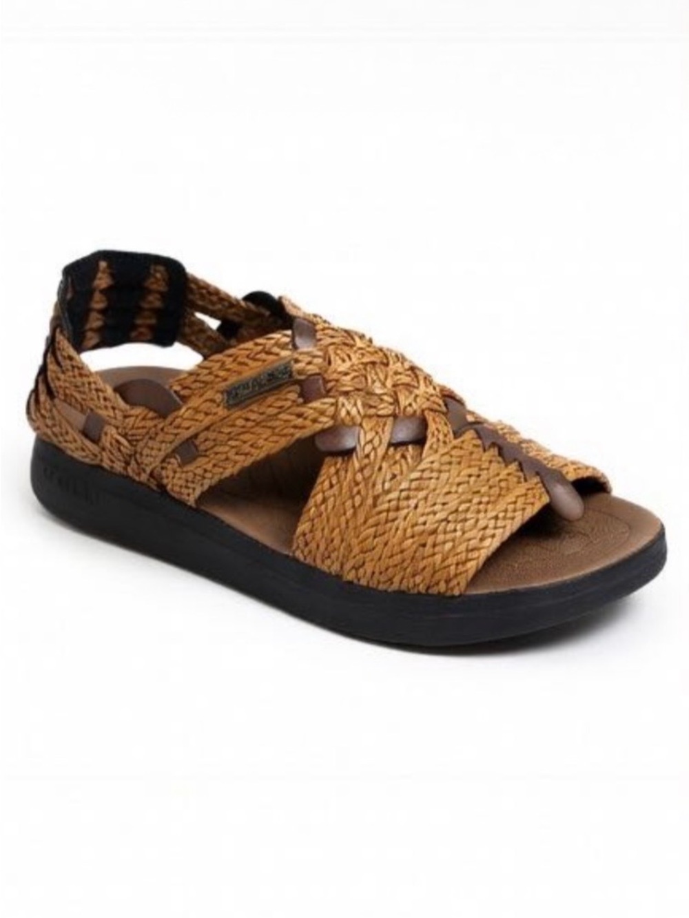 Malibu Woven Brown Men's Sandal with Black Sole